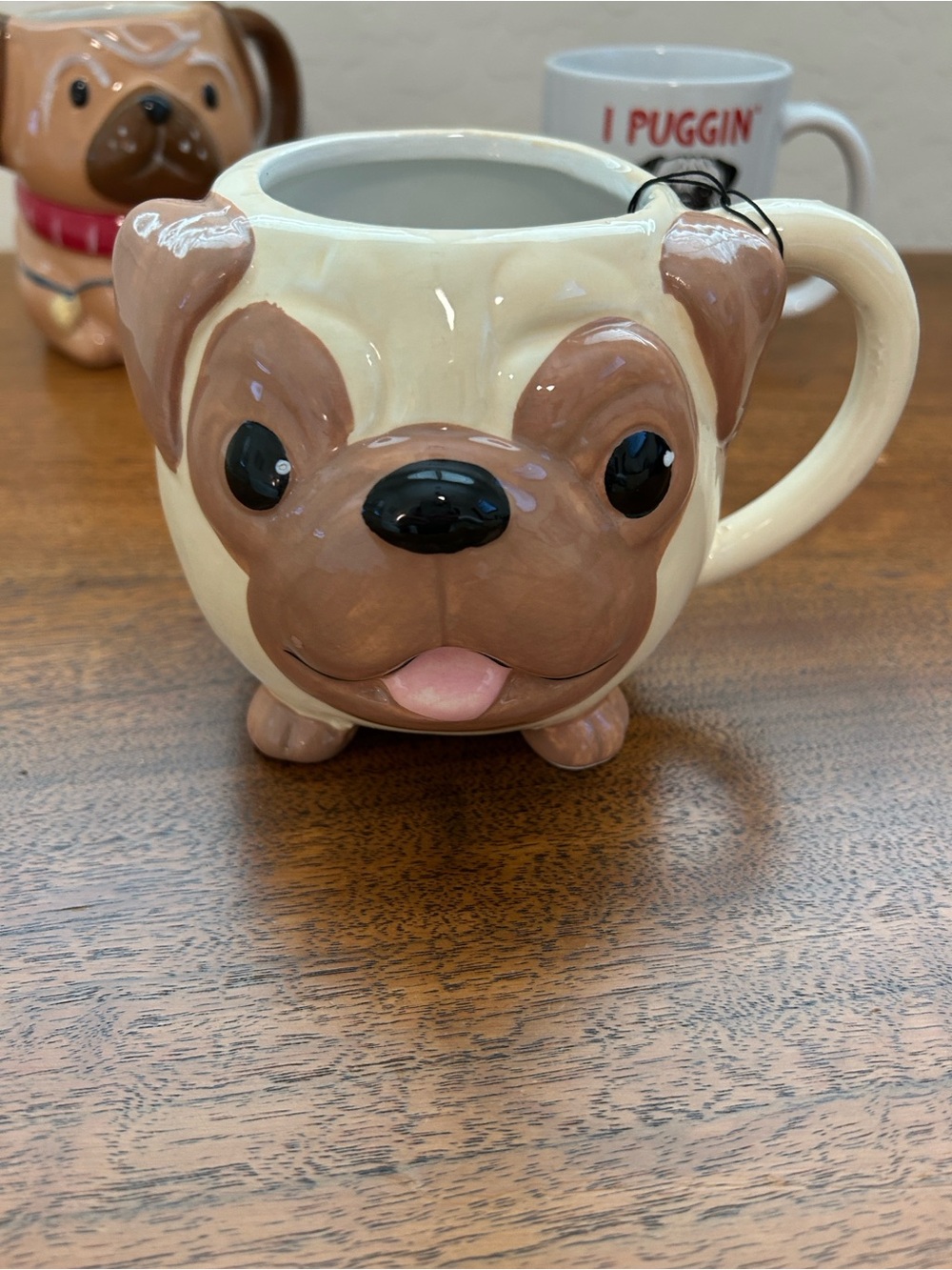 Pug Dog Ceramic Mug Trio - Brown & Cream Pug Mugs - Picture 3 of 11